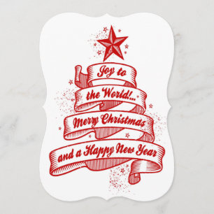 Retro Style Red & White Christmas Party Invitation