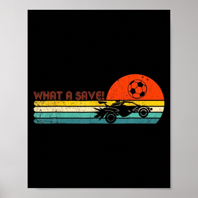 Retro Style Rocket Rc Soccer Car League Funny Game Poster (Front)