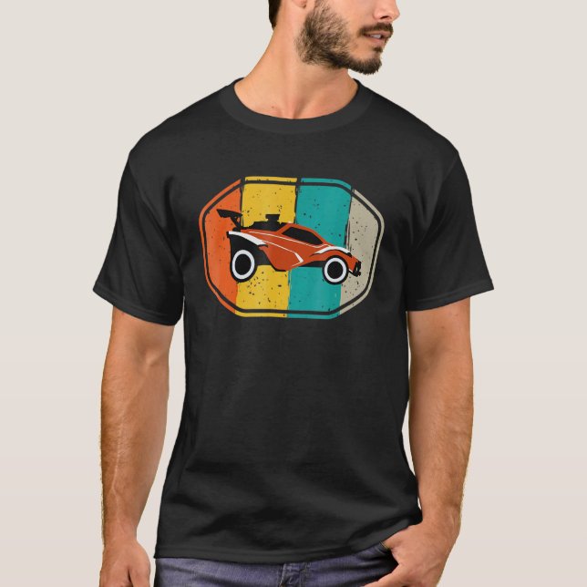 Retro Style Rocket Rc Soccer Car League  Gamer T-Shirt (Front)