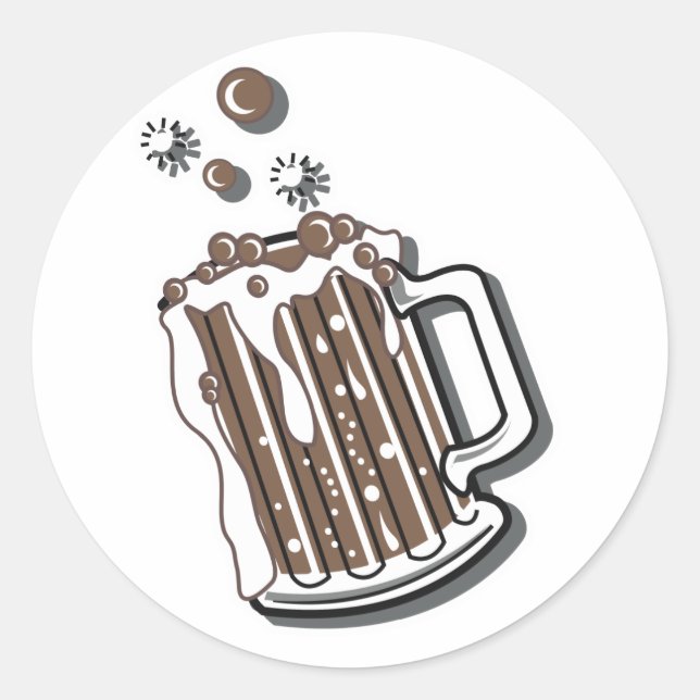 retro style root beer graphic classic round sticker (Front)