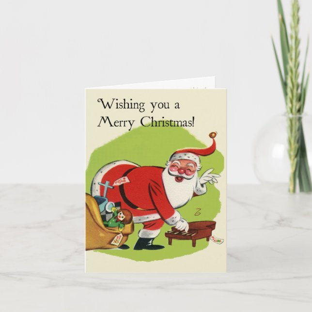 Retro-Style Santa Claus Christmas Card (Front)