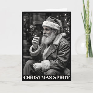 Retro Style Santa Claus Smoking Cigarette Christma Card
