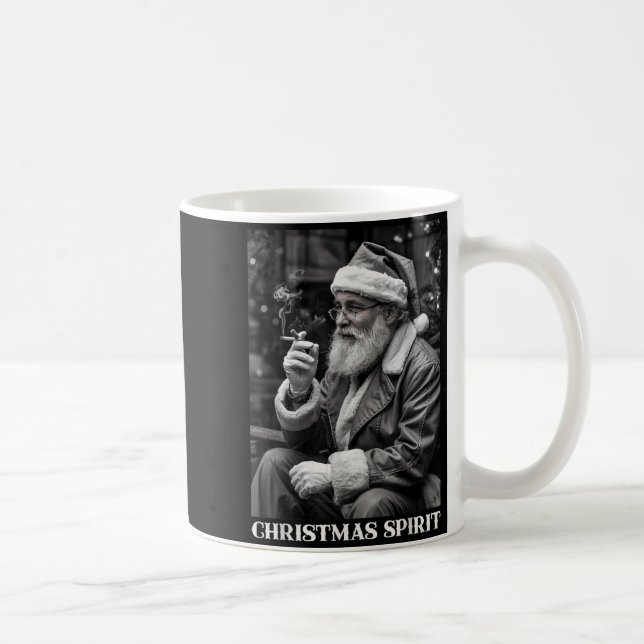 Retro Style Santa Claus Smoking Cigarette Christma Coffee Mug (Right)