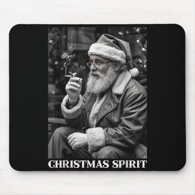 Retro Style Santa Claus Smoking Cigarette Christma Mouse Mat (Front)