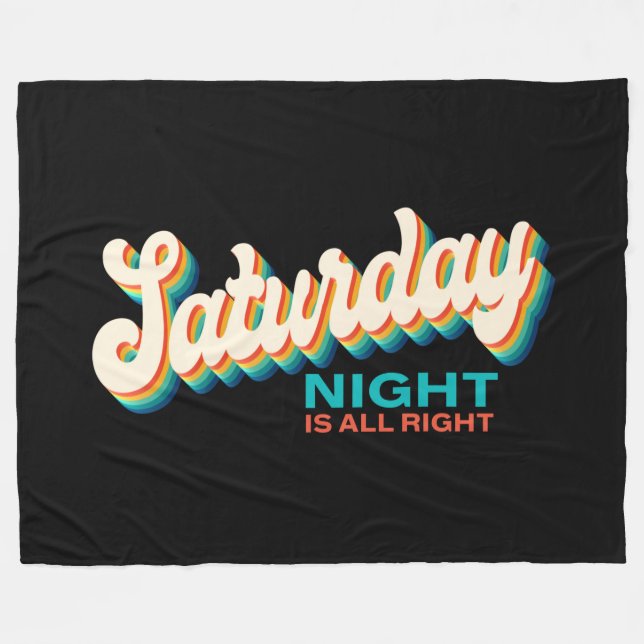 Retro Style Saturday Night is All Right Fleece Blanket (Front (Horizontal))