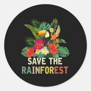 Retro Style Save The Rainforest Earth Day Gift 1 Classic Round Sticker