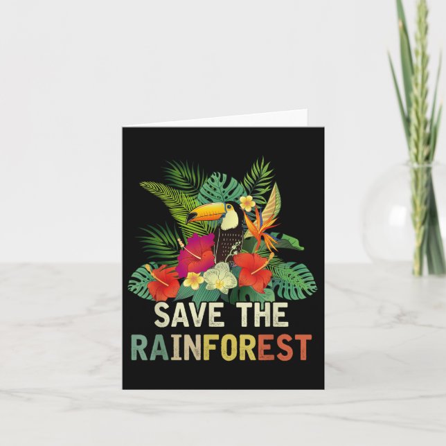 Retro Style Save The Rainforest Earth Day Gift  Card (Front)