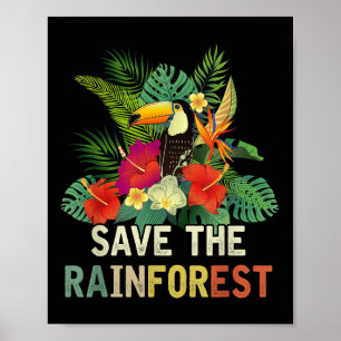 Retro Style Save The Rainforest Earth Day Gift Poster