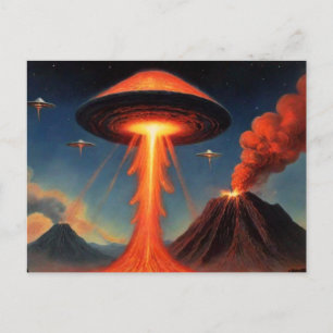 Retro Style Sci-Fi Spaceship Postcard