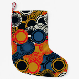 retro style seamless pattern geometric circles in small christmas stocking