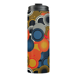 retro style seamless pattern geometric circles in thermal tumbler