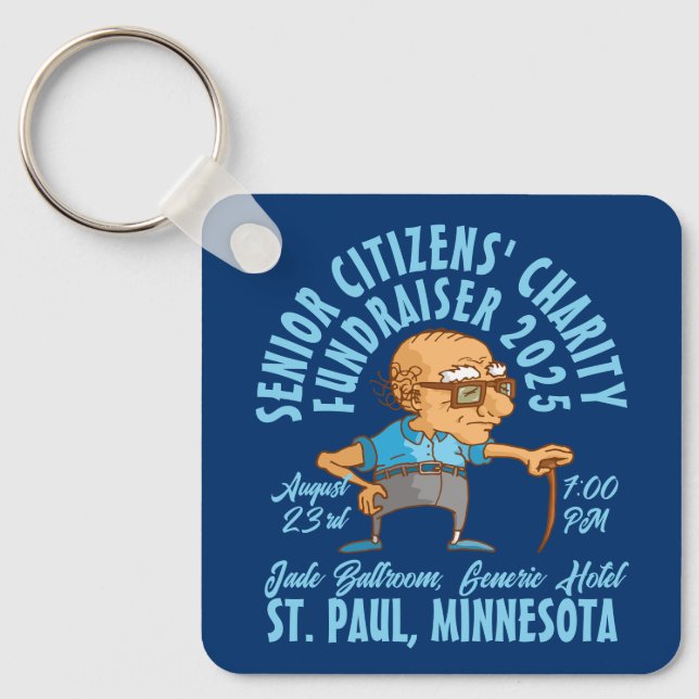 Retro-Style Senior Citizen's Charity  Key Ring (Front)
