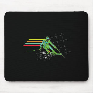 Retro Style Ski T Shirt Snow Ski Shirt Downhill Sk Mouse Mat