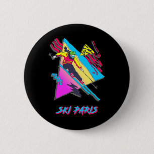 Retro Style Skiing In Paris Graphic 6 Cm Round Badge