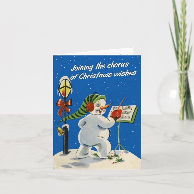 Retro-Style Snowman Christmas Card (Front)