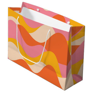 Retro style stormy waves large gift bag