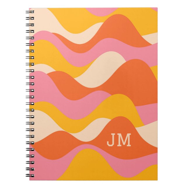 Retro style stormy waves notebook (Front)