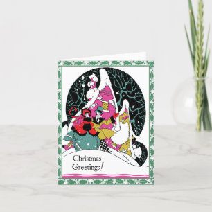 Retro-Style "Stylised Couple" Christmas Card
