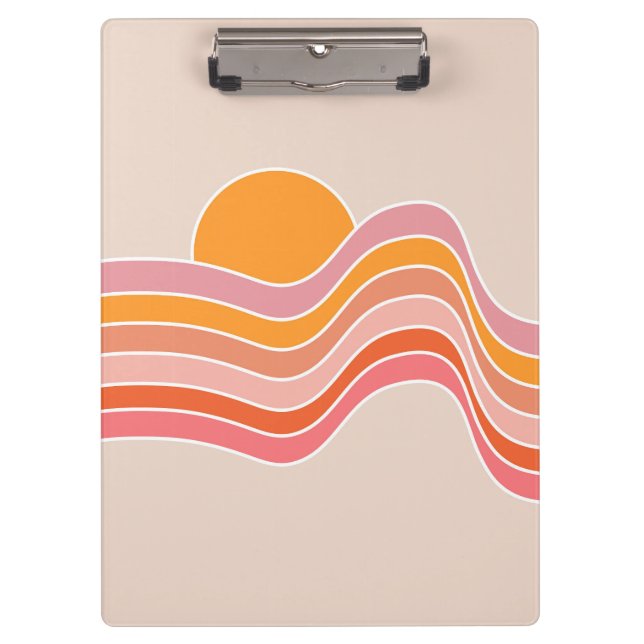 Retro style sunrise illustration clipboard (Front)