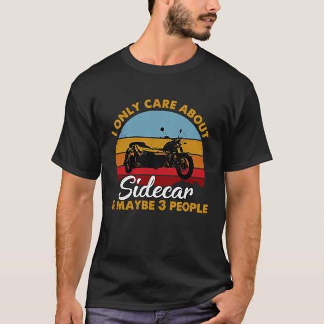 Retro Style Sunset Sidecar Motorcycle T-Shirt (Front)