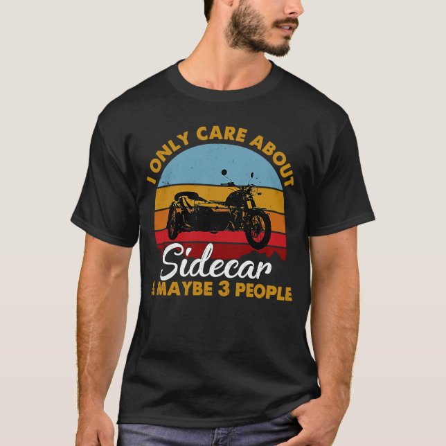 Retro Style Sunset Sidecar Motorcycle T-Shirt (Front)