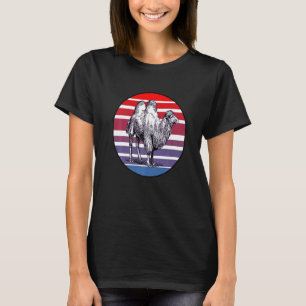 Retro Style Sunset With Artistic Bactrian Camel T-Shirt