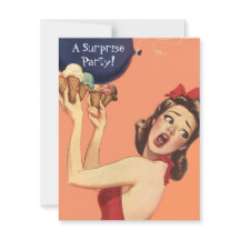 Retro Style Surprise Party Invitations balloon gal