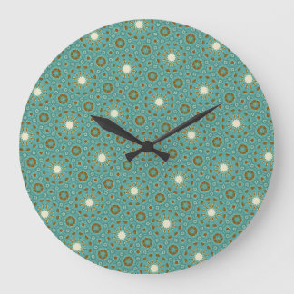 Retro Style Teal Brown Pattern Wall Clock