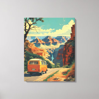 Retro-Style Travel Poster - Grand Canyon Adventure Canvas Print