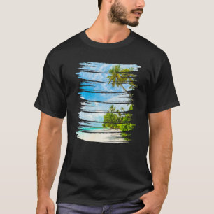 Retro Style Tropical Beach Sunset Island Palm Tree T-Shirt