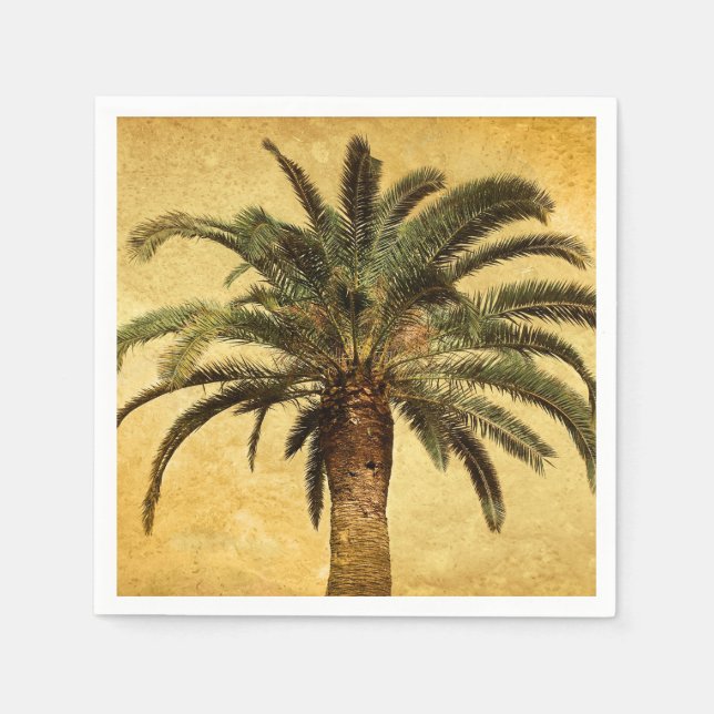 Retro Style Tropical Island vintage Palm Tree Napkin (Front)