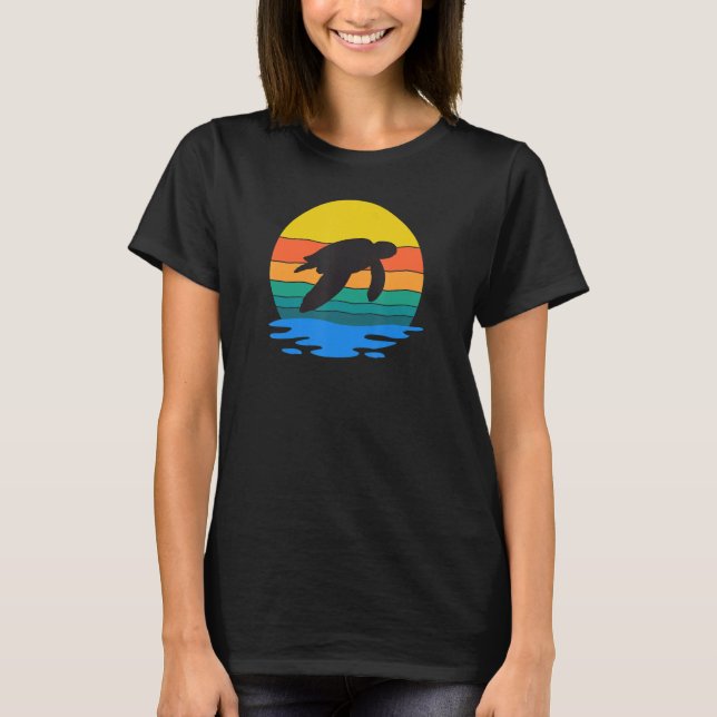 Retro Style Turtle Silhouette Save The Turtles Und T-Shirt (Front)