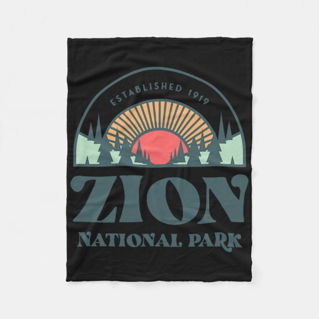 Retro Style Utah Zion National Park  Fleece Blanket (Front)