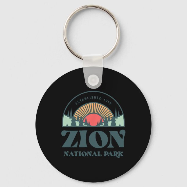 Retro Style Utah Zion National Park  Key Ring (Front)