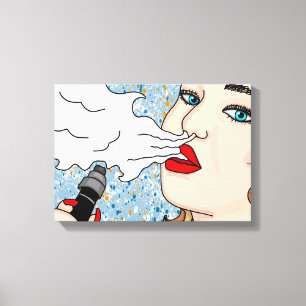 Retro Style Vaping Lady Canvas Print