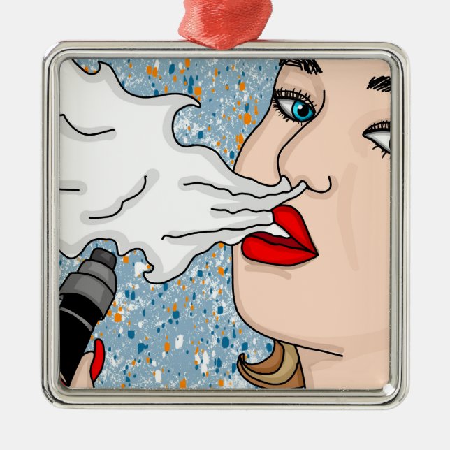 Retro Style Vaping Lady Christmas   Metal Tree Decoration (Front)