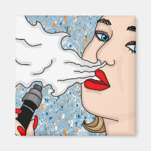 Retro Style Vaping Lady Magnet