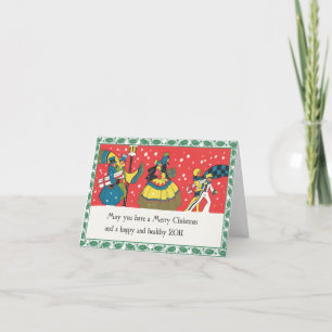 Retro-Style Victorian Shoppers Christmas Card