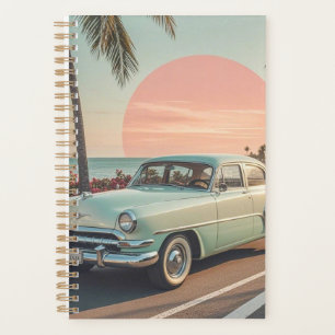 Retro-style vintage car on a coastal road  planner