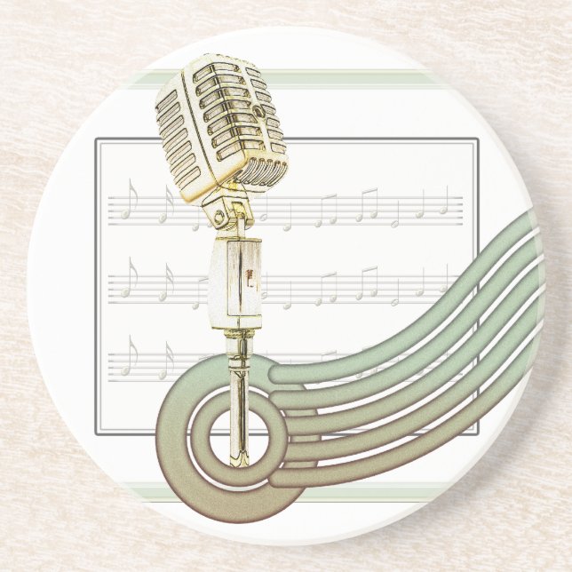 Retro Style Vintage Mic Coaster (Front)
