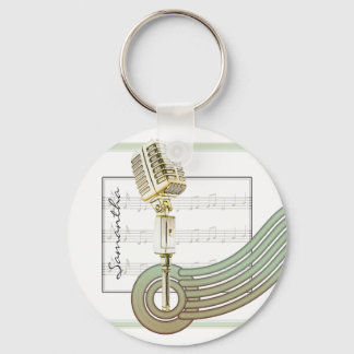 Retro Style Vintage Mic Personalised Keychain