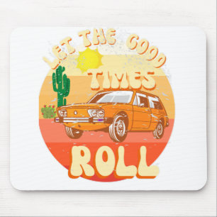 Retro style vintage sunset and classic car mouse mat