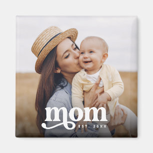 Retro Style Vintage Typography Mum Established Magnet