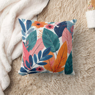 Retro style watercolor throw pillow