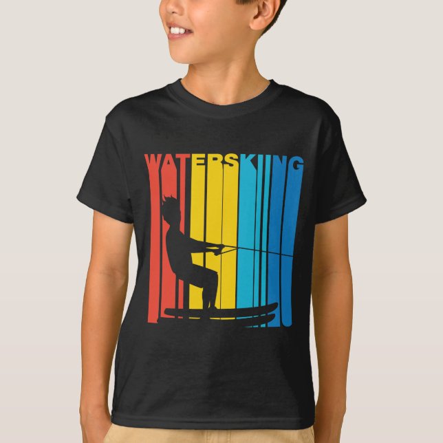 Retro Style Waterskiing Waterskier T-Shirt (Front)