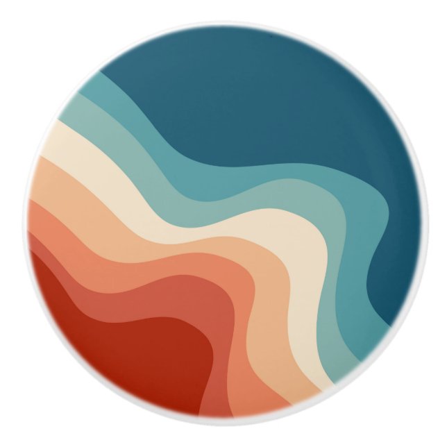 Retro style waves ceramic knob (Front)
