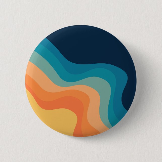 Retro style waves decoration 6 cm round badge (Front)