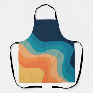 Retro style waves decoration apron