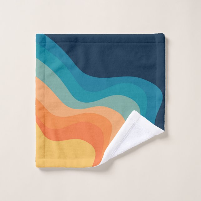 Retro style waves decoration bath towel set (Wash Cloth)