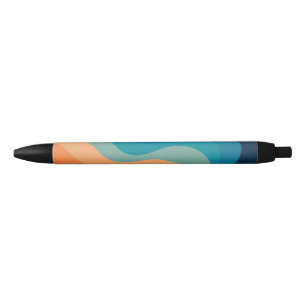 Retro style waves decoration black ink pen